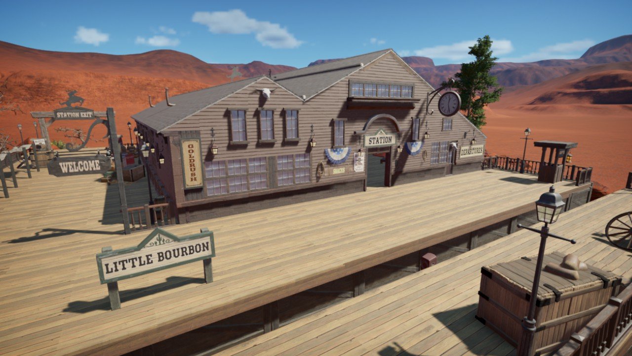 GOLDRUSH OLD WEST TRAIN STATION Planet Coaster Console Edition