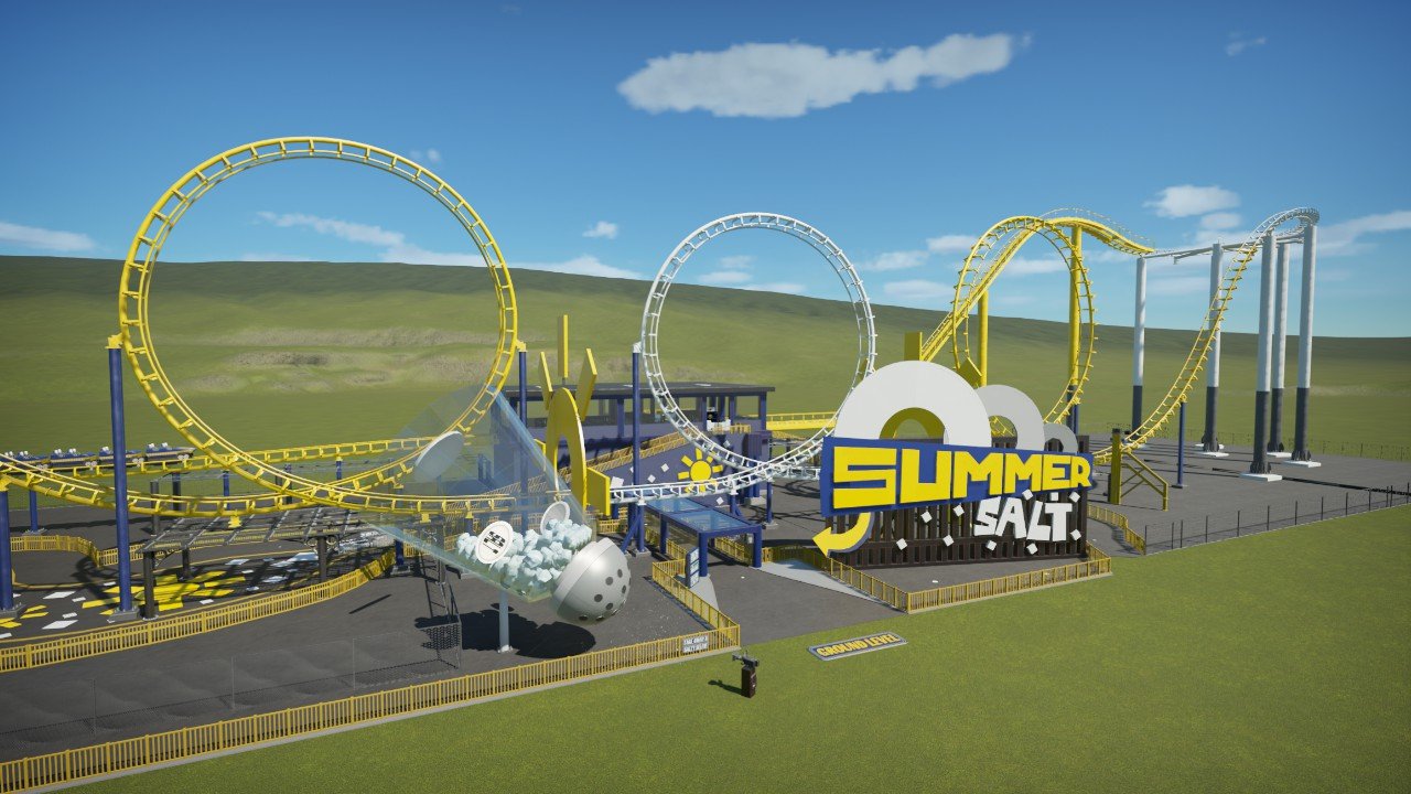 SummerSalt Triple Looping Coaster Fully themed with queue line