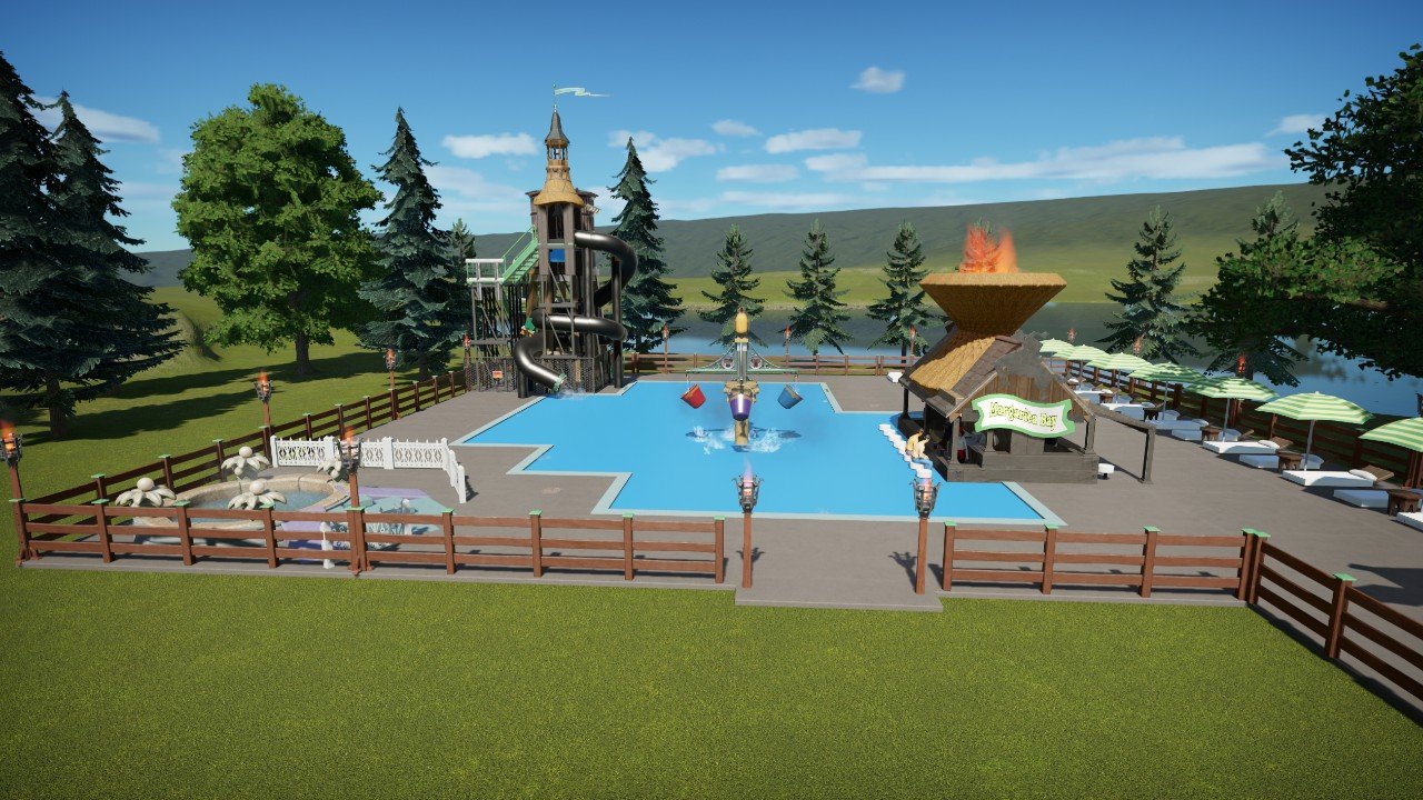 Wilderness Lodge Pool Waterslide Planet Coaster Console Edition